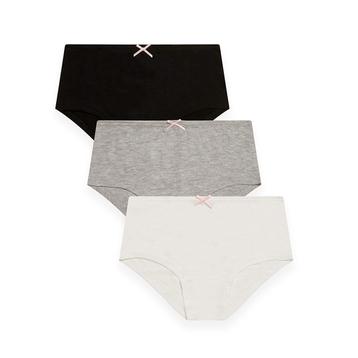 3-pack cotton hipster briefs - Grey marl/White/Black - Ladies