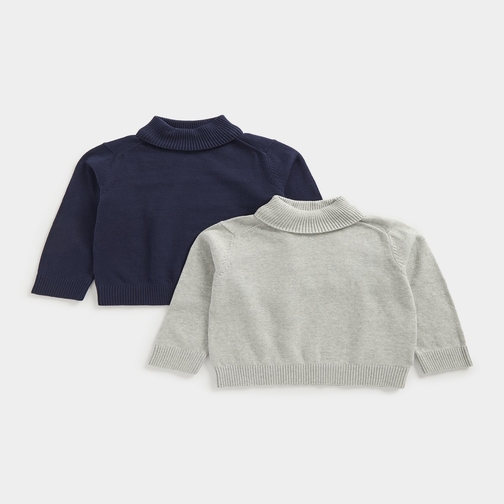 Buy Navy and Grey Roll Neck Knitted Jumpers 2 Pack online Mothercare Kuwait